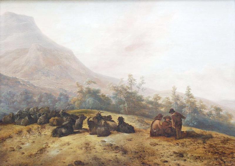 Jacobus Mancadan Mountain landscape with shepherds France oil painting art